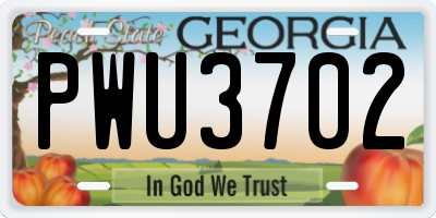 GA license plate PWU3702