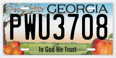 GA license plate PWU3708