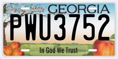 GA license plate PWU3752
