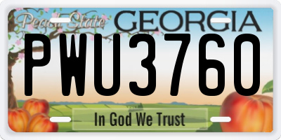 GA license plate PWU3760