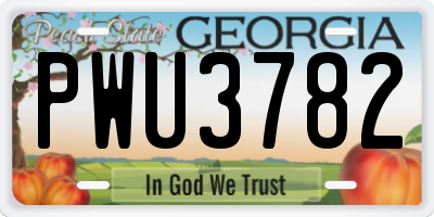 GA license plate PWU3782