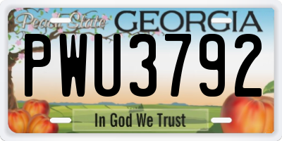 GA license plate PWU3792
