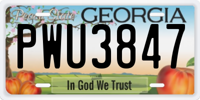 GA license plate PWU3847