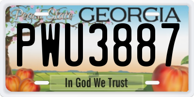 GA license plate PWU3887