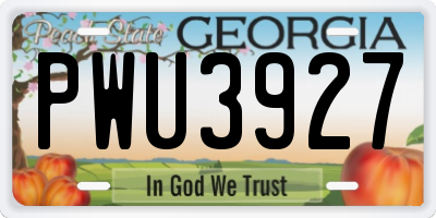 GA license plate PWU3927