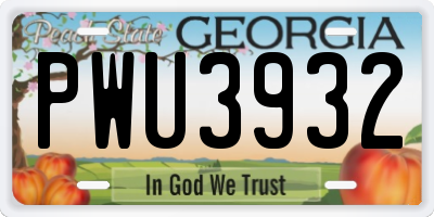 GA license plate PWU3932
