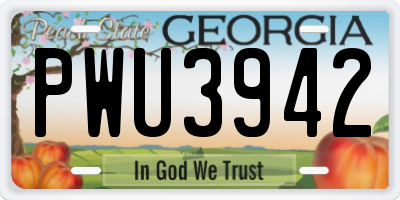 GA license plate PWU3942