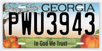GA license plate PWU3943