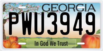 GA license plate PWU3949