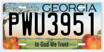 GA license plate PWU3951