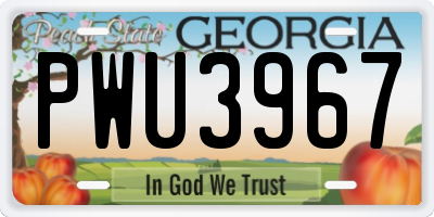 GA license plate PWU3967