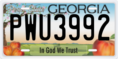 GA license plate PWU3992