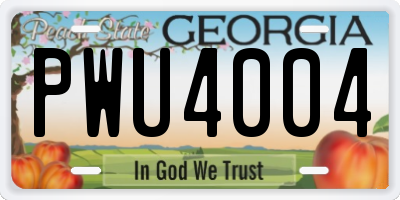 GA license plate PWU4004