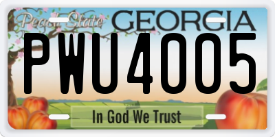 GA license plate PWU4005