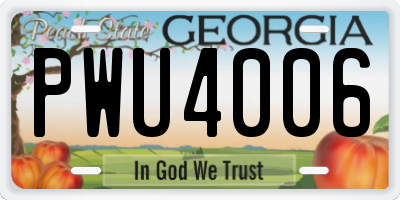 GA license plate PWU4006