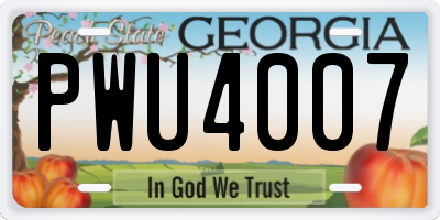 GA license plate PWU4007