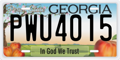 GA license plate PWU4015