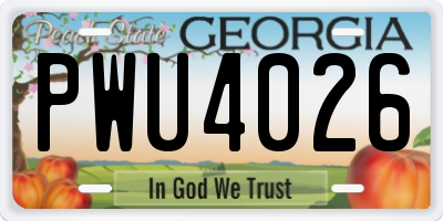 GA license plate PWU4026