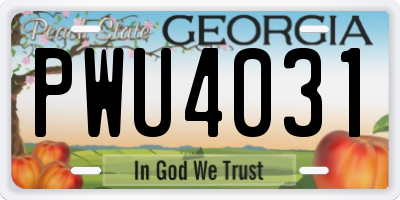 GA license plate PWU4031