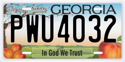 GA license plate PWU4032