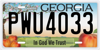GA license plate PWU4033