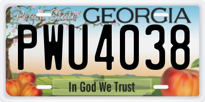 GA license plate PWU4038