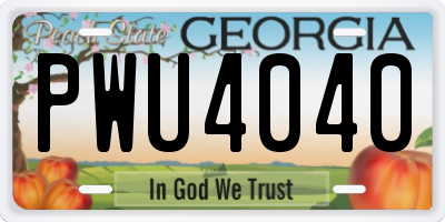 GA license plate PWU4040