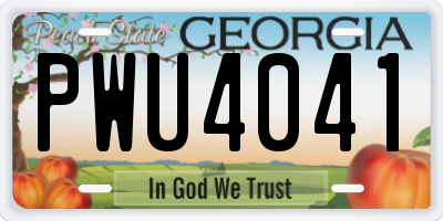 GA license plate PWU4041
