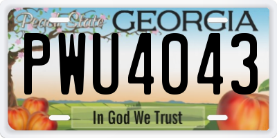 GA license plate PWU4043