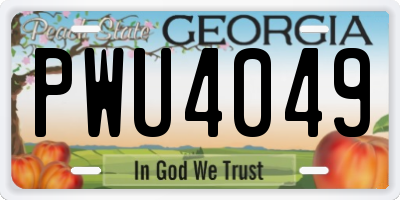 GA license plate PWU4049