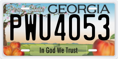 GA license plate PWU4053