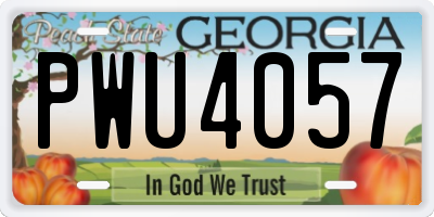 GA license plate PWU4057