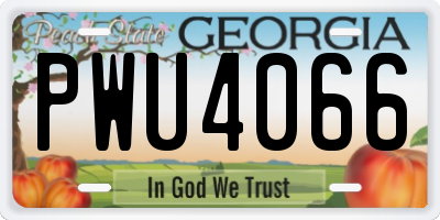 GA license plate PWU4066