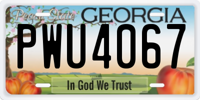 GA license plate PWU4067