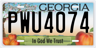 GA license plate PWU4074