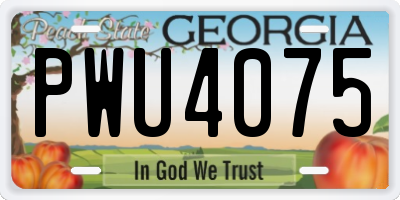 GA license plate PWU4075