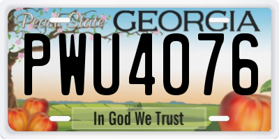 GA license plate PWU4076