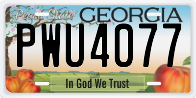 GA license plate PWU4077