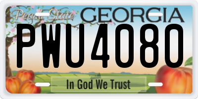 GA license plate PWU4080