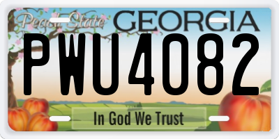 GA license plate PWU4082