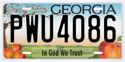 GA license plate PWU4086