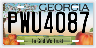 GA license plate PWU4087