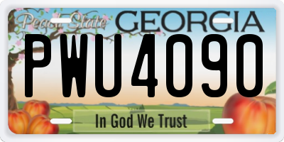GA license plate PWU4090