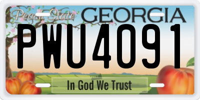GA license plate PWU4091