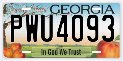 GA license plate PWU4093