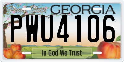GA license plate PWU4106
