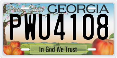 GA license plate PWU4108