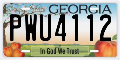 GA license plate PWU4112