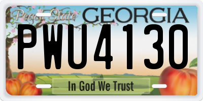 GA license plate PWU4130