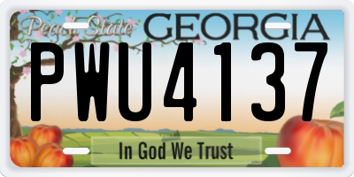 GA license plate PWU4137